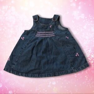 Faded Glory Denim Romper Dress Floral 18M